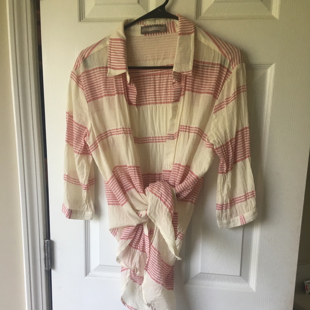 Button down, pink and cream top. Medium